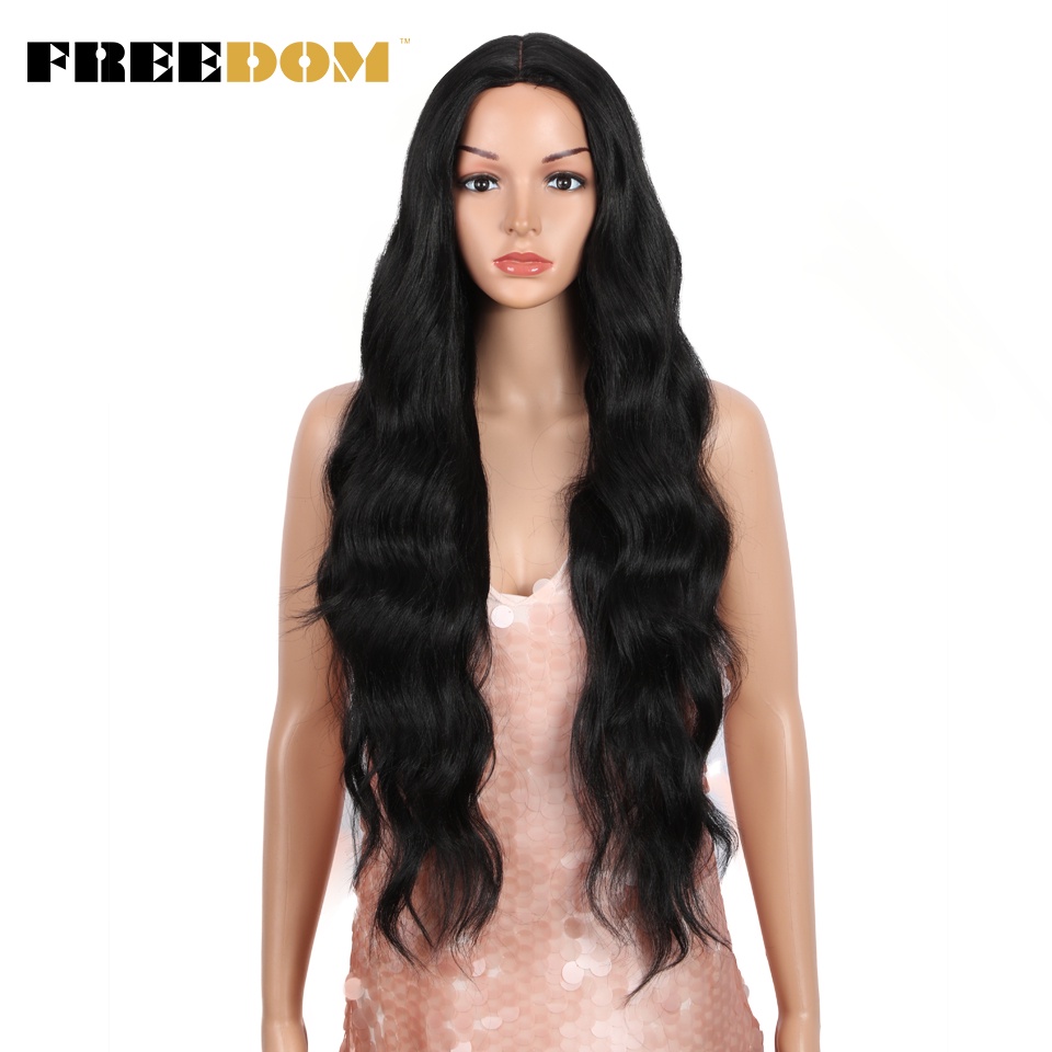 Freedom Wavy Fake Wig Middle Part Ombre Red 613 Color High Temperature