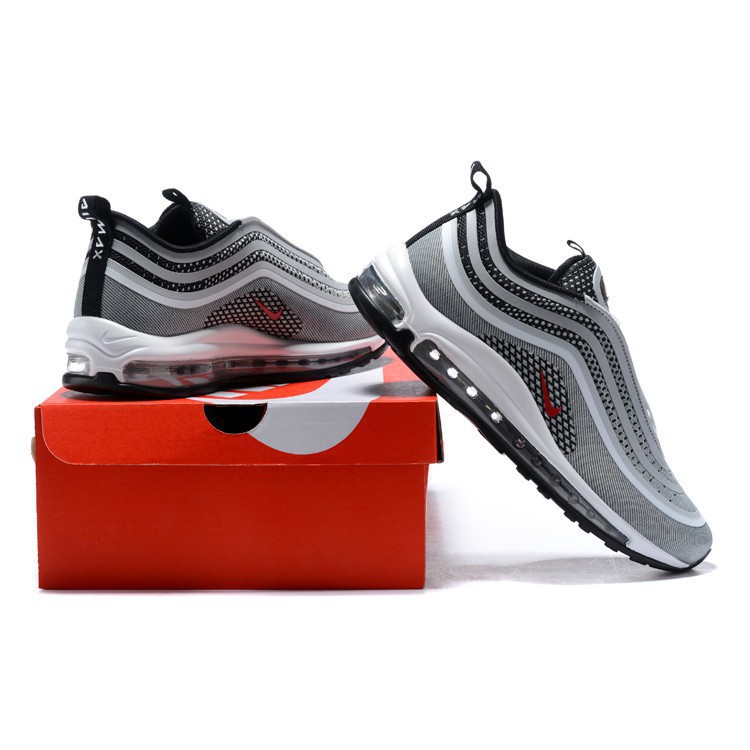 silver red air max 97