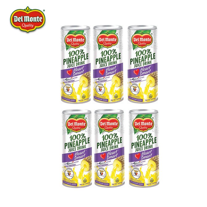 Del Monte 100 Pineapple Juice Heart Smart 240ml x 6pcs Shopee