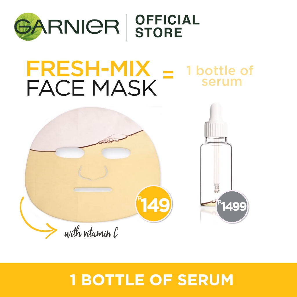 Download Garnier Fresh Mix Serum Face Mask Vitamin C Shot Super Brightening Shopee Philippines PSD Mockup Templates