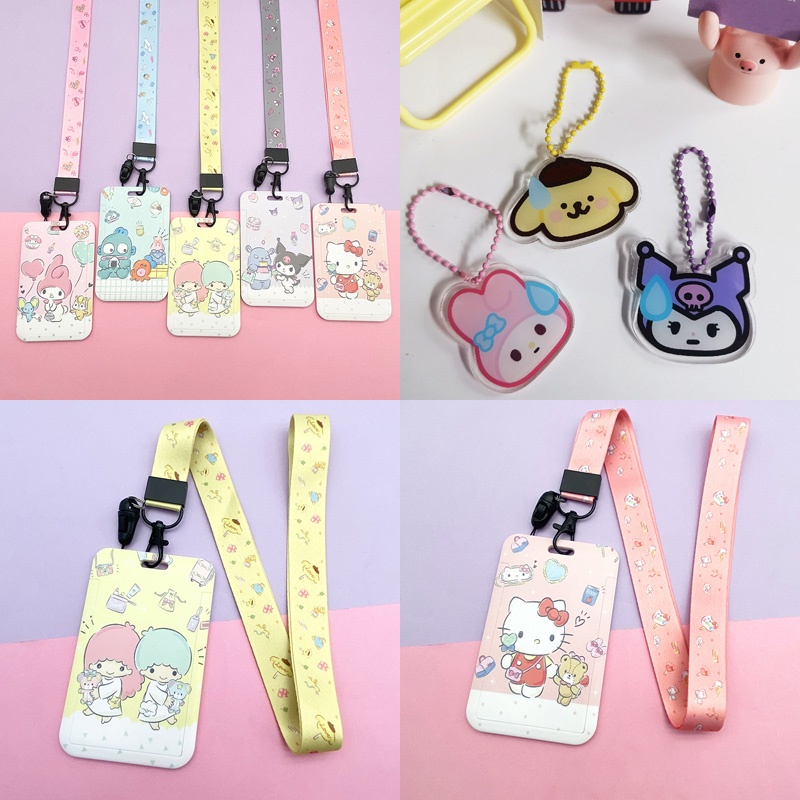 Cute Photocard Sleeve Lanyard Cinnamoroll Keychain Cartoon Hello Kitty ...