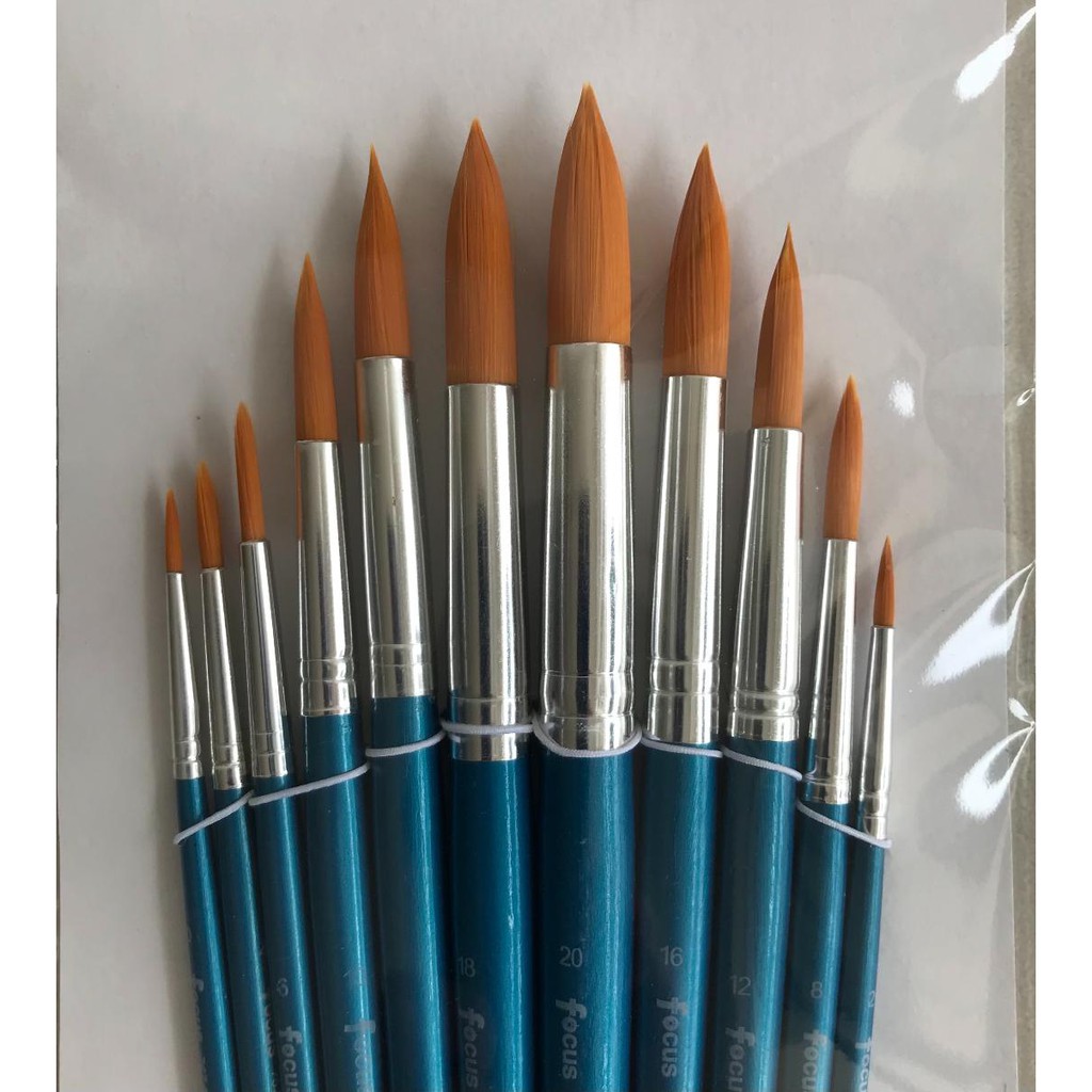 Paint Brush 11 Piece set for Artist > Nylon Round Type (Focus) Shopee