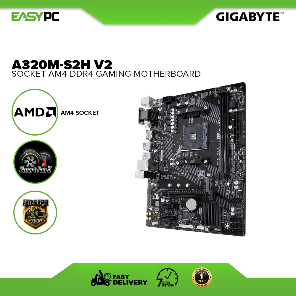 GIGABYTE GAA320MS2H V2 AM4 AMD B350 SATA 6Gb/s Micro ATX AMD
