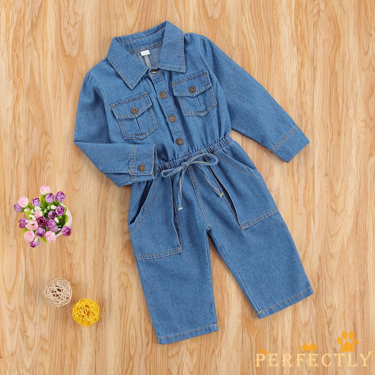 long sleeved denim jumpsuit