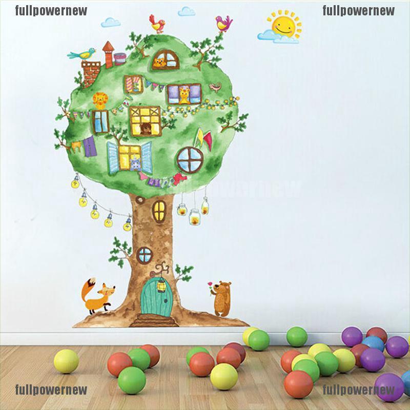 Fpn Cartoon Tree House Wall Sticker Baby Room Wall Decoration Art