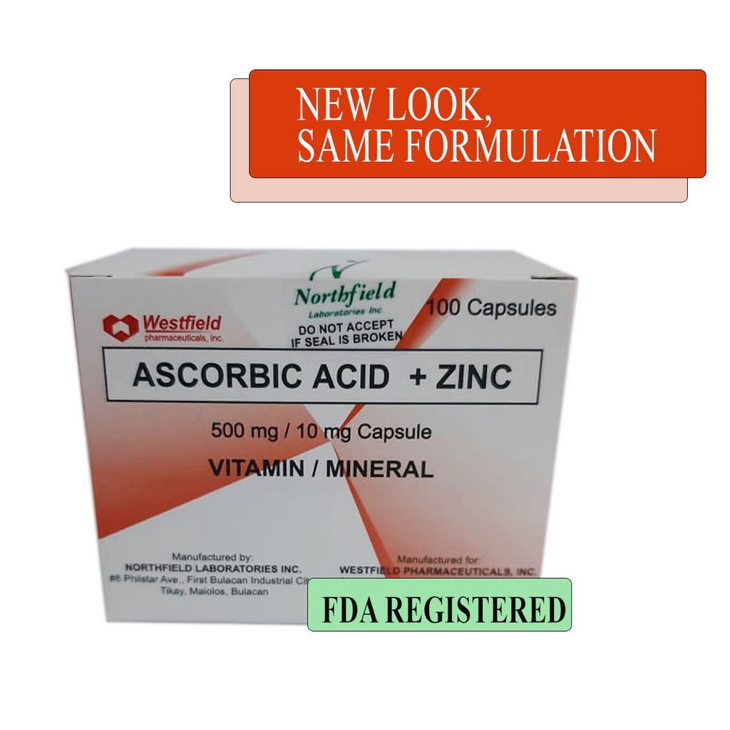 Vitamin C with Zinc 100 capsules (NonAcidic Sodium Ascorbate and Zinc 500mg/10mg) Shopee