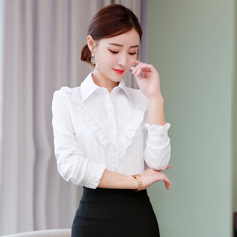 white long sleeve polo for ladies