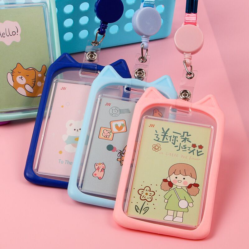 Retractable Card Holder Girls Student Id Card Holder Pass Cover
