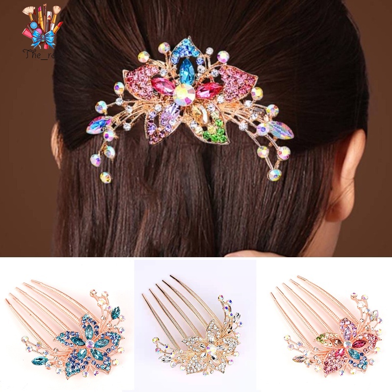 Metal Hairbrush Insert Comb Hairpin Five-tooth Female Adult Diamond ...