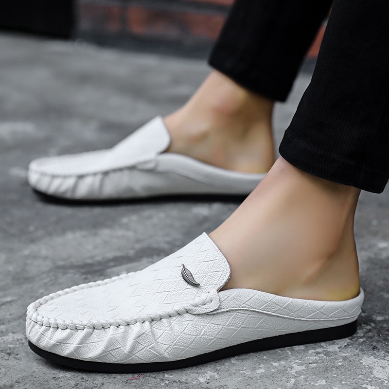 mens leather backless sandals