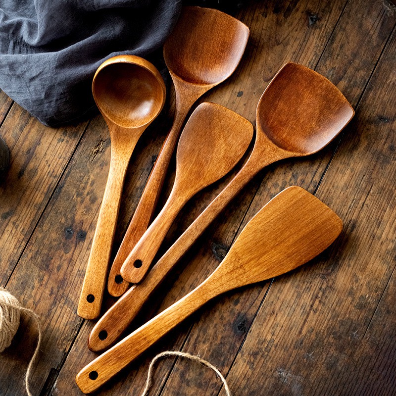 Wooden spatula spoon wooden spoon nonstick special long-handled spatula ...