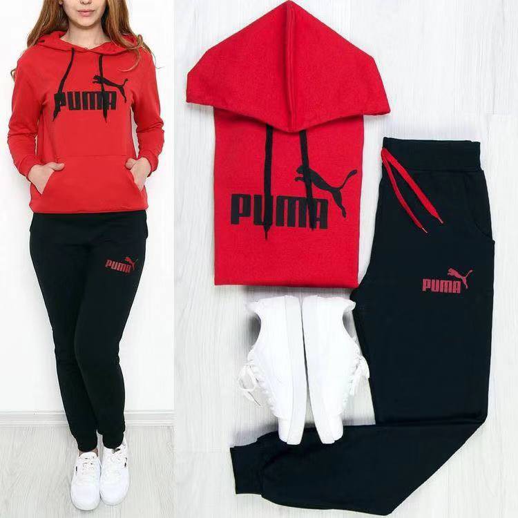 red hoodie black pants