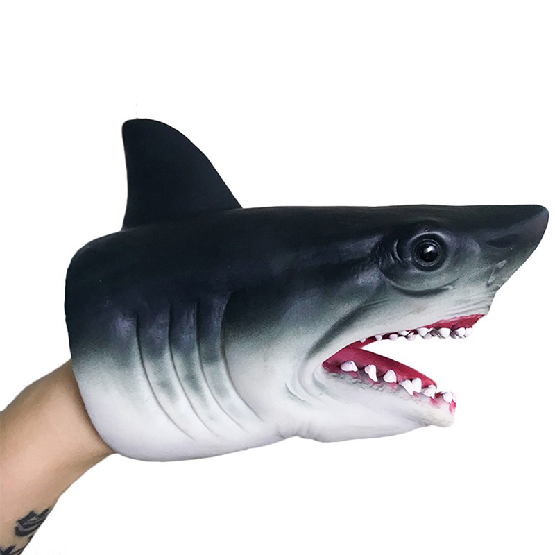 Shark Hand Puppet Soft Kids Toy Gift Great Cake Decoration Topper Jaws Children 