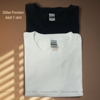 Gildan Premium 76000 Cotton Plain T-shirt Black and White #9