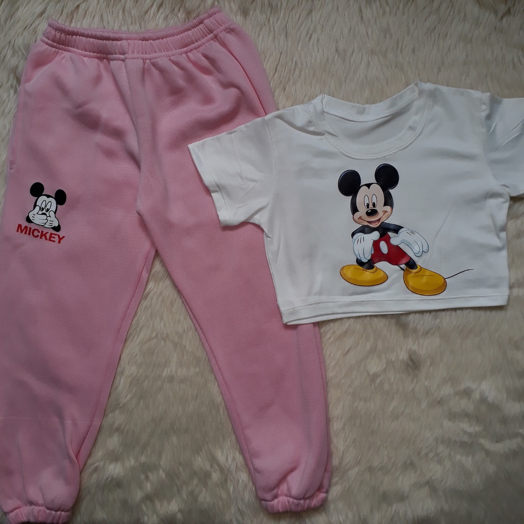 JV Clothing 2 in 1 Mickey Jogger Terno for Girls (2-15yrs old) | Shopee ...