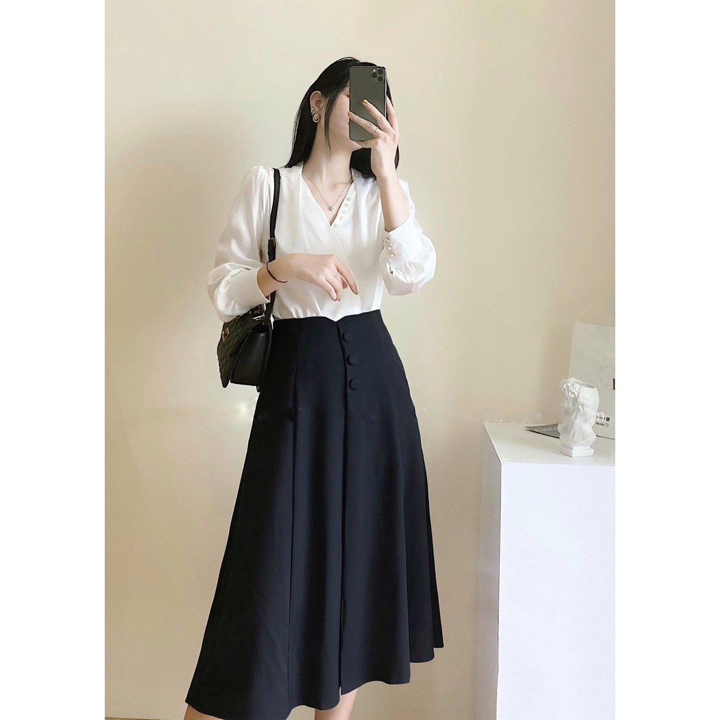 Light Feminine Office Skirts 1 Row of Buttons LELY CV217 | Shopee ...