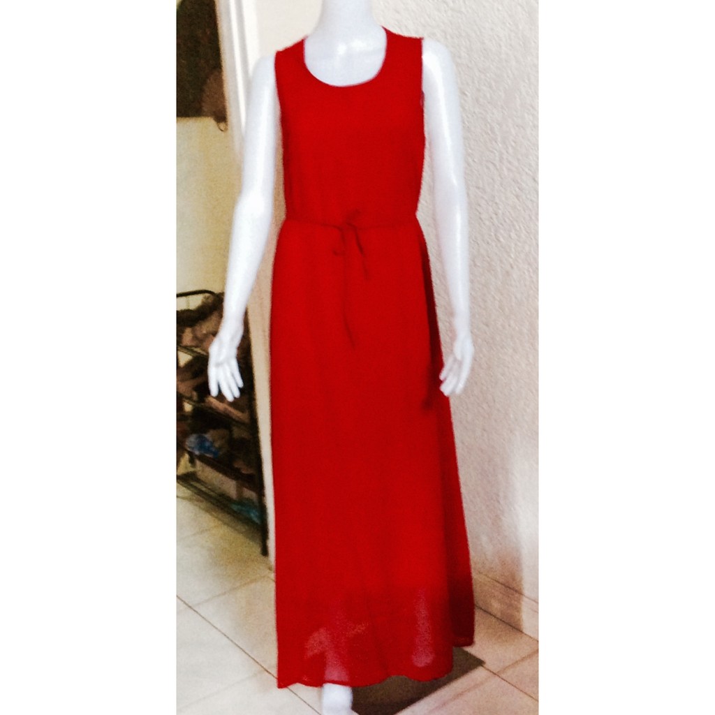 long red chiffon dress