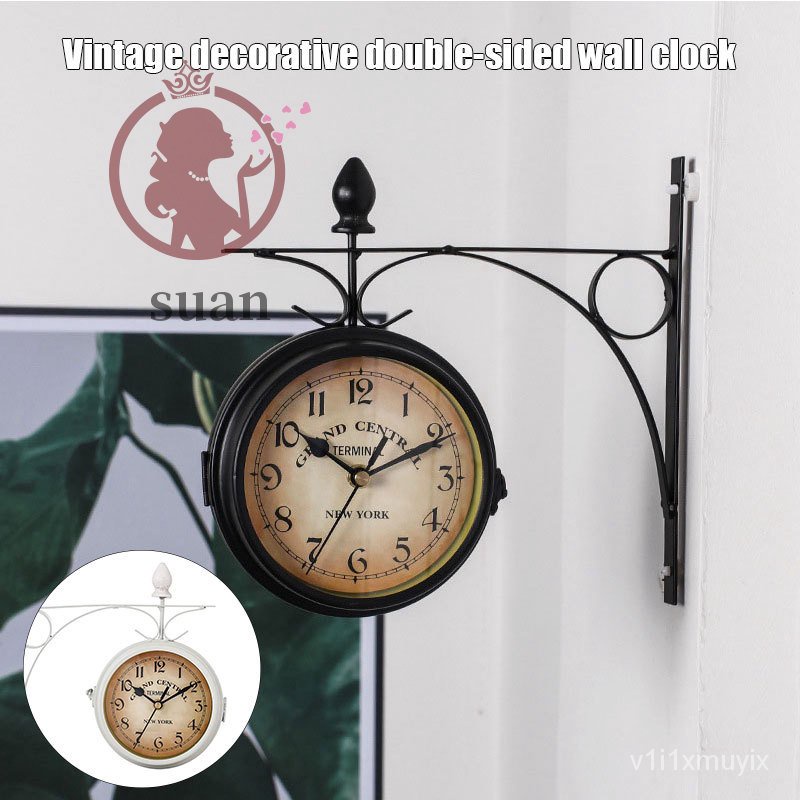 Outdoor Bracket Clock Garden Station Wall Clock Double Sided Clock