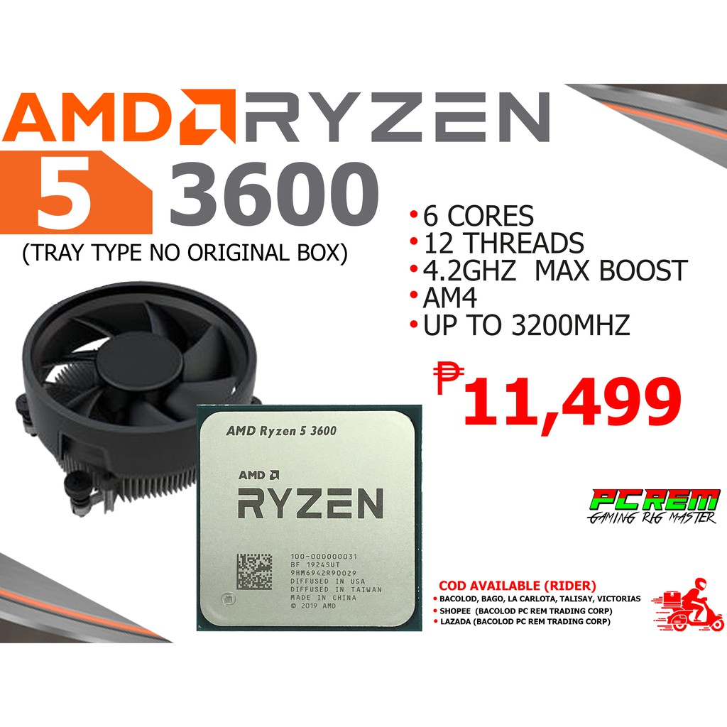 Amd Ryzen 5 3600 Tray Type No Original Box 6 Cores 12 Threads Shopee Philippines