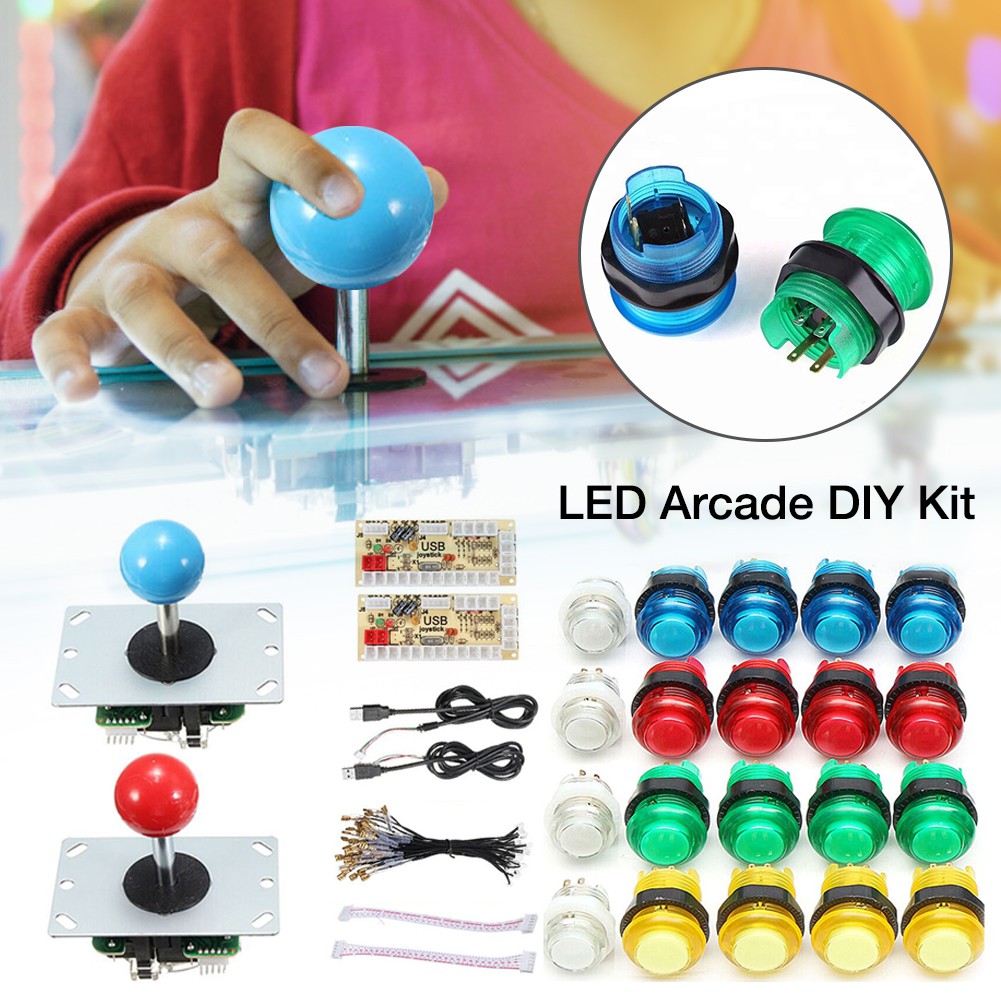 ❁Rondaful❁2-Player DIY Arcade Joystick Kit LED Arcade DIY Kit with 20 LED Arcade  Buttons and 2 Joysticks and 2 USB Encoder Kit and Cables Arcade Game Parts  Set | Shopee Philippines