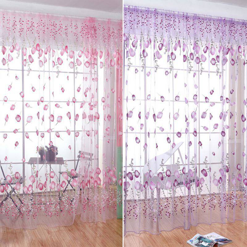 1M*2M Floral Pattern Offset Blinds Window Screen Ready Made Curtains Homeware & Furniture Pink 