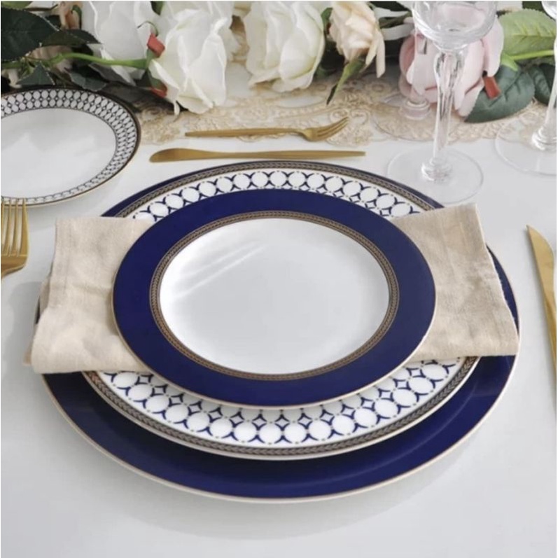 Bone China Blue and White Pattern with Gold Rim Plate Shopee Philippines