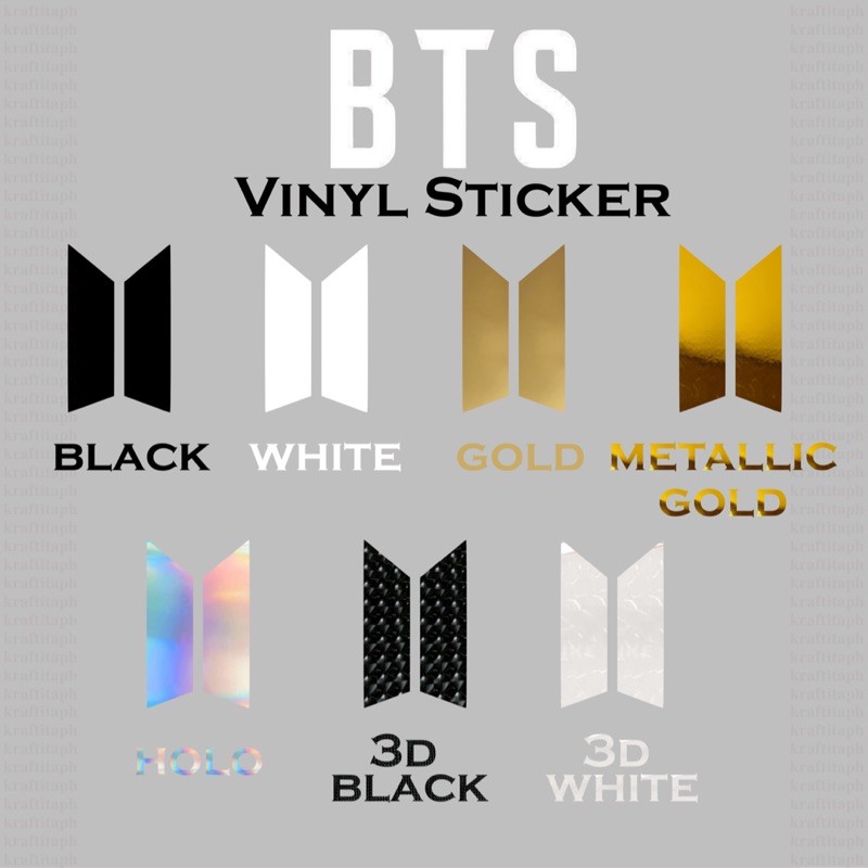 Kraftitaph Bts Logo Vinyl Stickers Kpop Army Waterproof Holographic Stickers Shopee Philippines