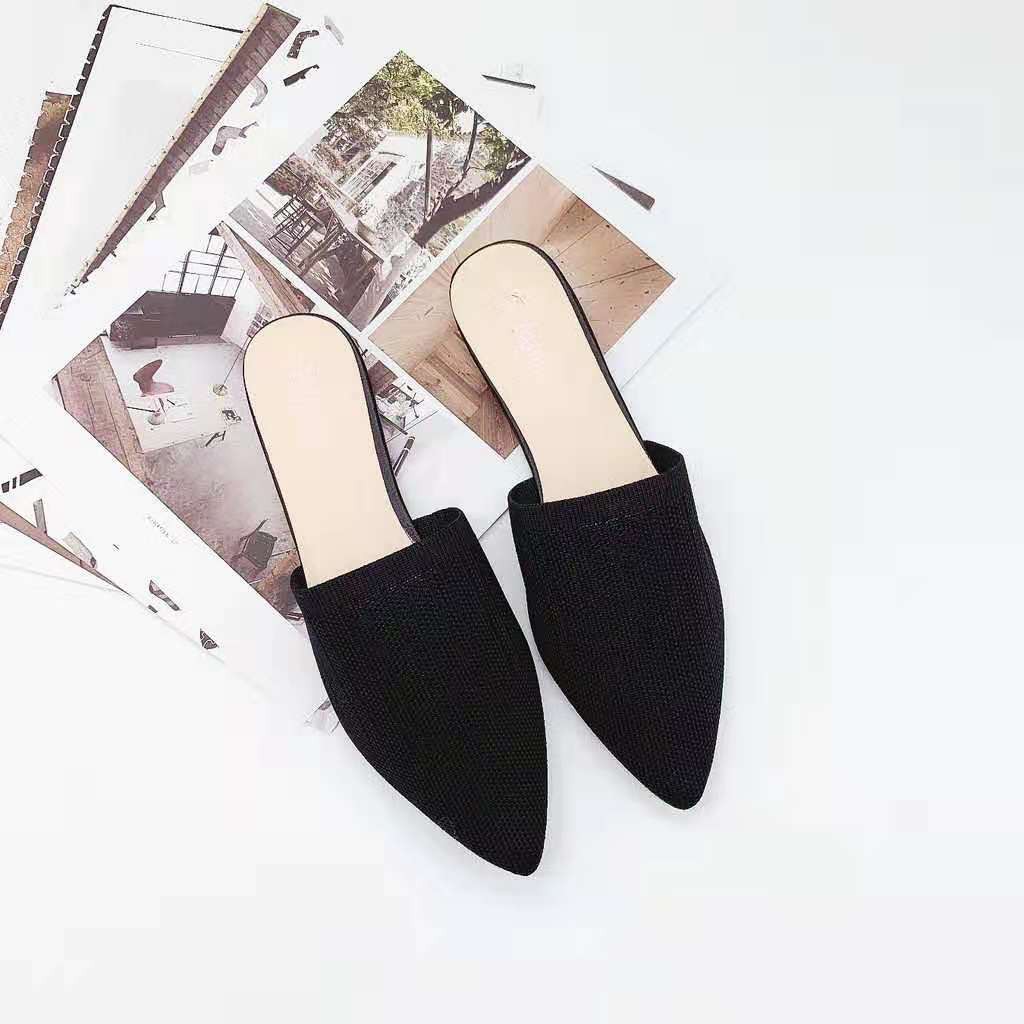 hot Korean leisure Pointed Toe Flat Half Shoes Mules | Shopee Philippines