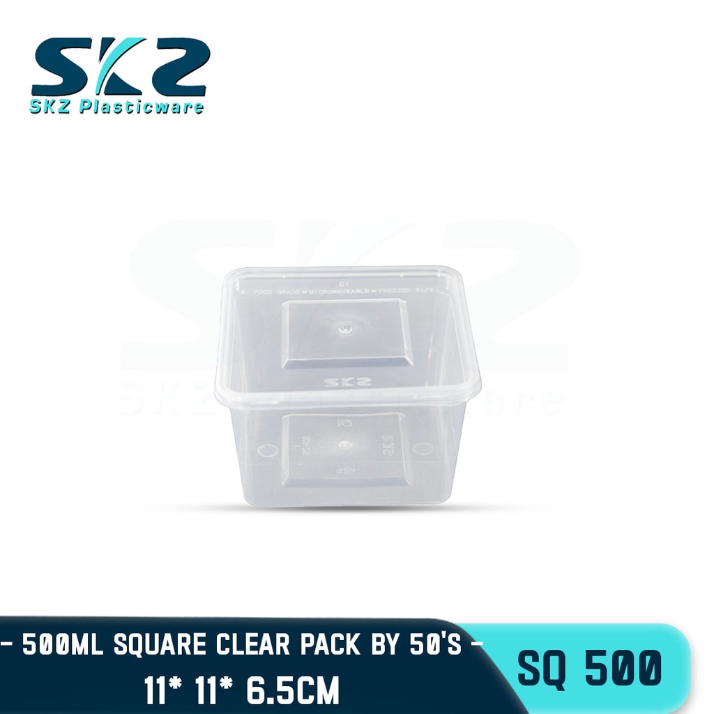 SKZ CLEAR CONTAINER SQUARE SERIES SQ500 500ml ENVIRONMENTAL FRIENDLY