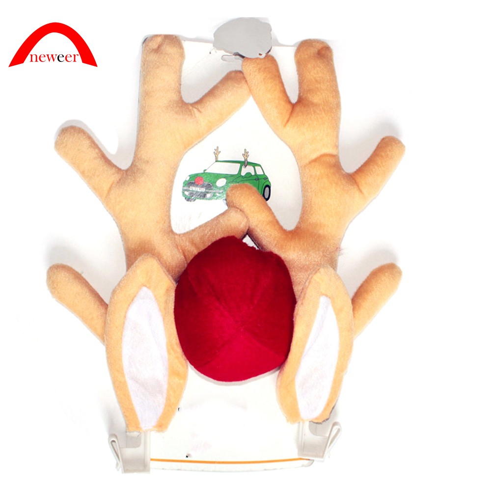 HIPH 3PCS Christmas Reindeer Antlers and Red Nose for Truck SUV Decor Car
