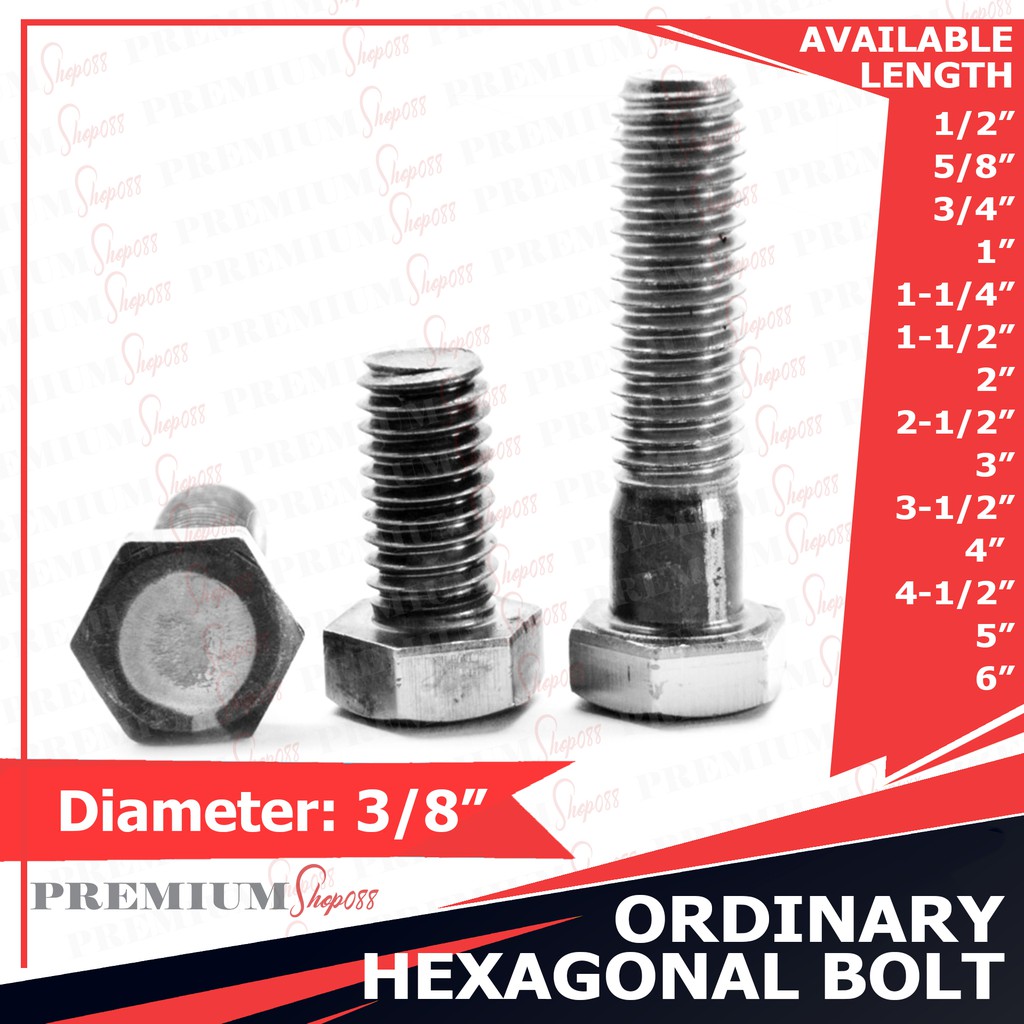 Bolt And Nut 1/4 (1 Inch Or 1/2 Inches Length) With Or Without Washer