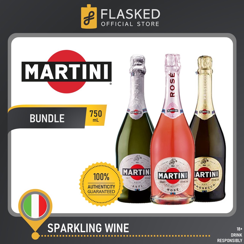 Martini Sparkling Wine Bundle Asti Spumante, Rose, and Prosecco 750mL