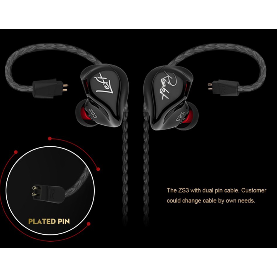 Original Kz Zs3 Cable Earphone Deep Bass In Ear Hybrid Drive Hifi Running Sport Earbuds Shopee Philippines