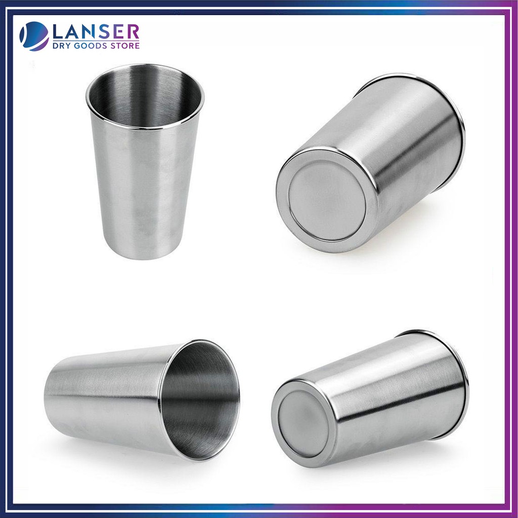 【LS】Stainless Steel Cups silver Metal Mugs Delicate Water Cup stainless ...