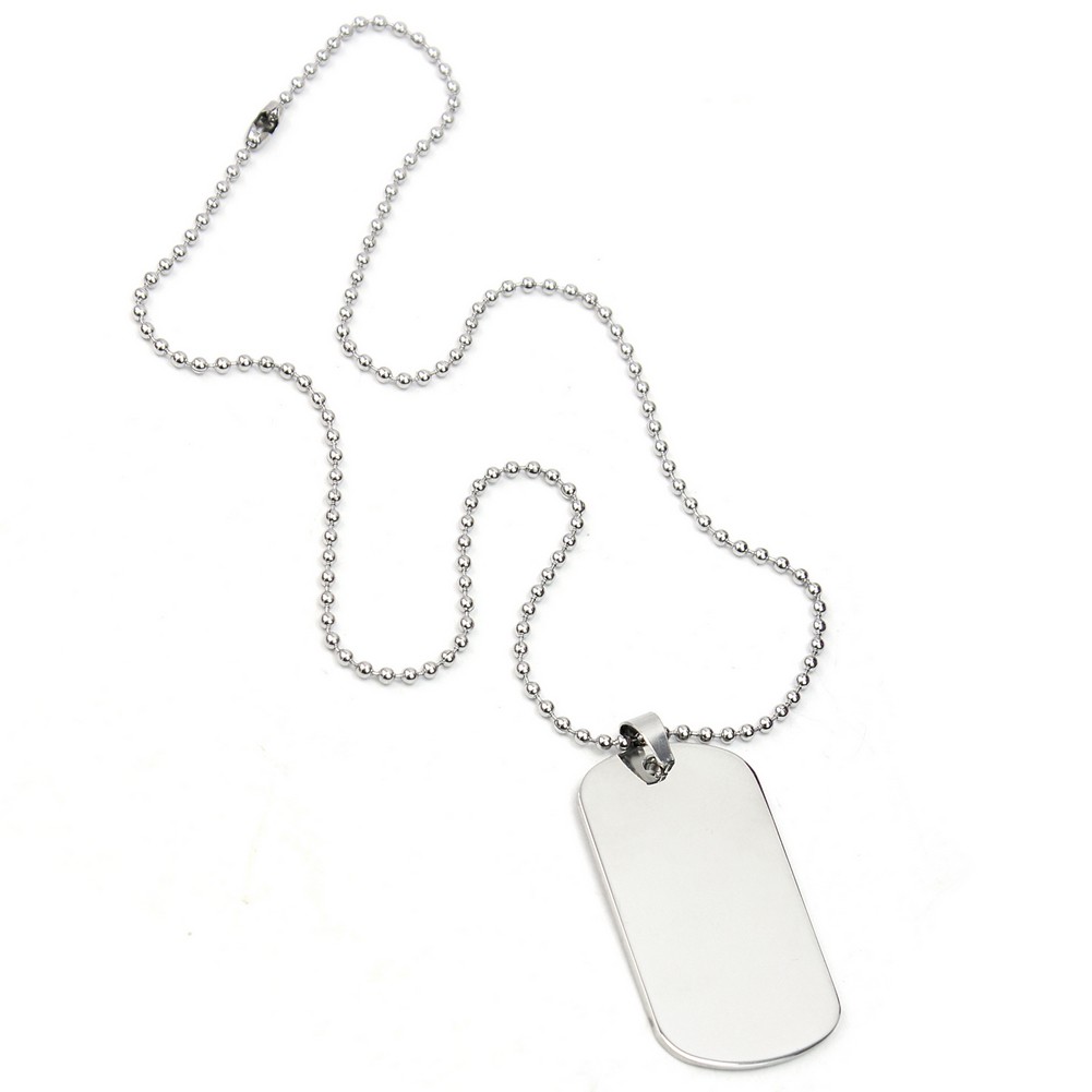mens silver dog tag necklace