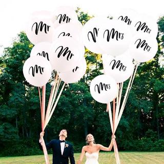 10PCS 10inch Mr Mrs Just Married Latex Balloons Bride Printed Helium Balloon #1