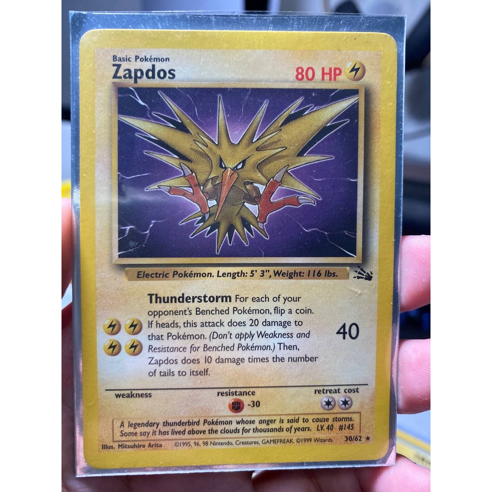 Pokemon TCG Zapdos Fossil 30/62 Shopee Philippines