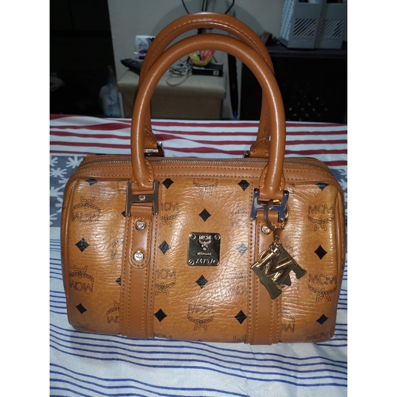 MCM Visetos Boston Bag Cognac 300646