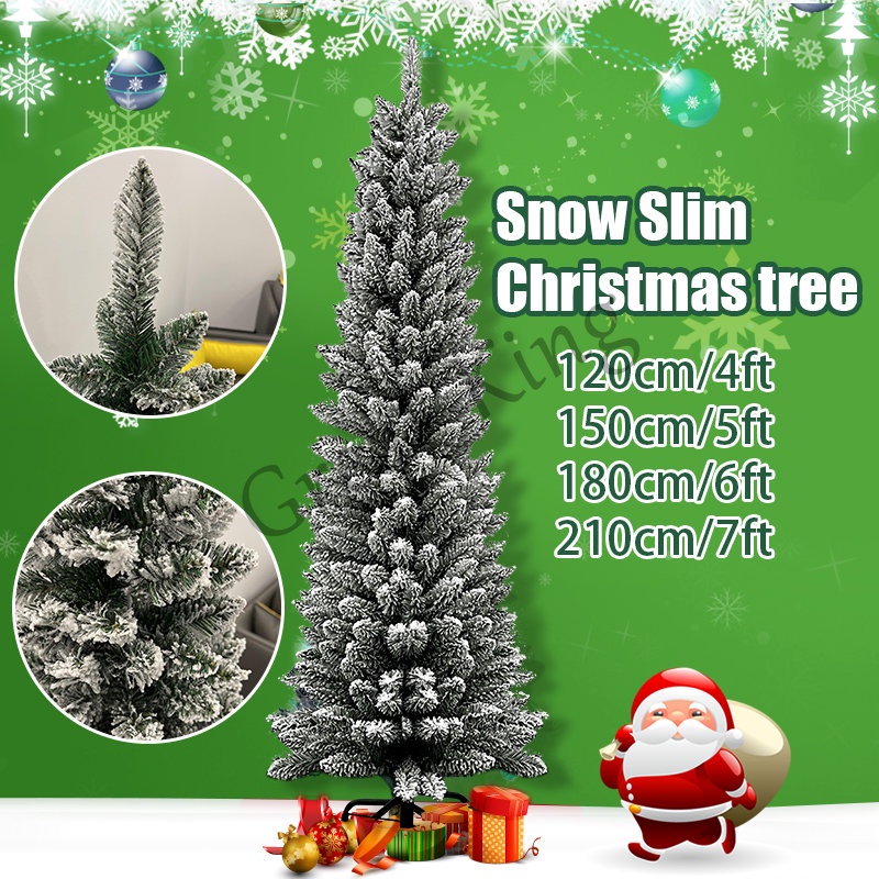 GreatKing 4ft Pointed Snow Slim Christmas tree Flocking Christmas tree