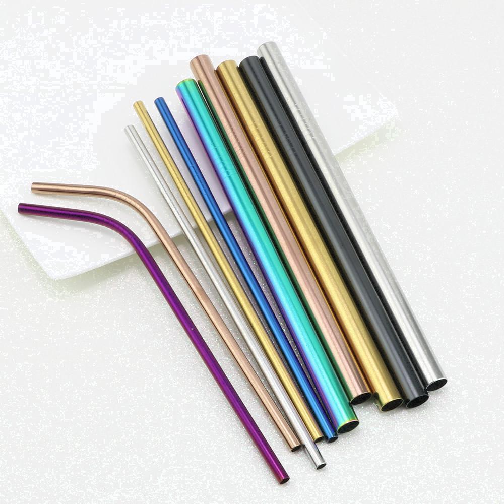 LT999 5pcs Set Reusable Drinking Straws Stainless Steel Metal Straw Hot