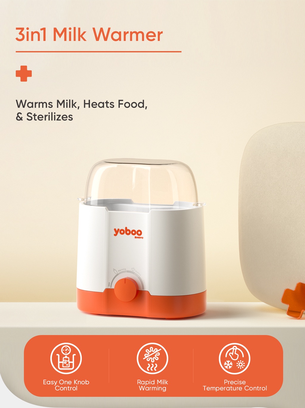 Yoboo 3in1 Electric Milk Bottle Warmer Heater Bottle Steam Sterilizer