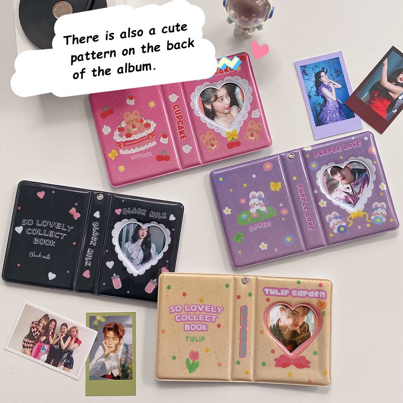 INS 3 inch Mini Photo Album Cute Love Heart Storage Photocard Book ...