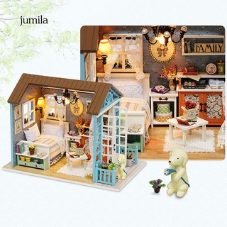 Jl Diy Mini Loft Dollhouse Kit Realistic Wooden House Toy