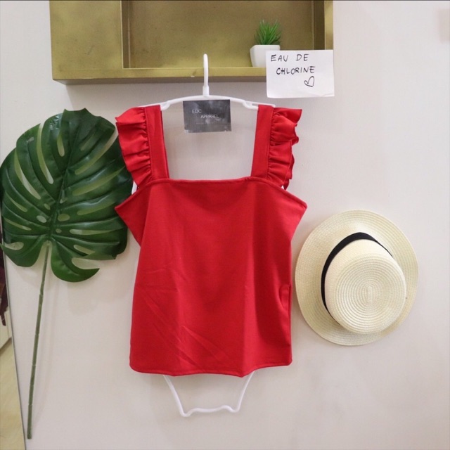 square neck ruffle top