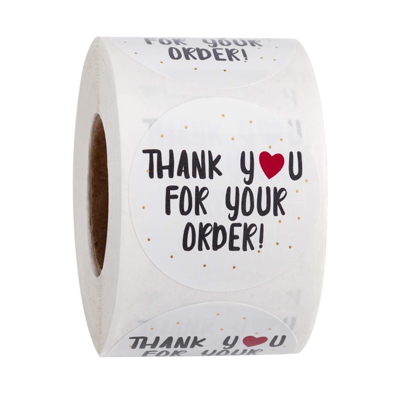 500pcs round thank you for your order sticker heart thanks for shopping