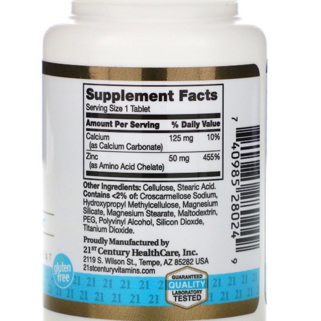 Zinc, 50mg, 60 Tablets Chelated/Citrate