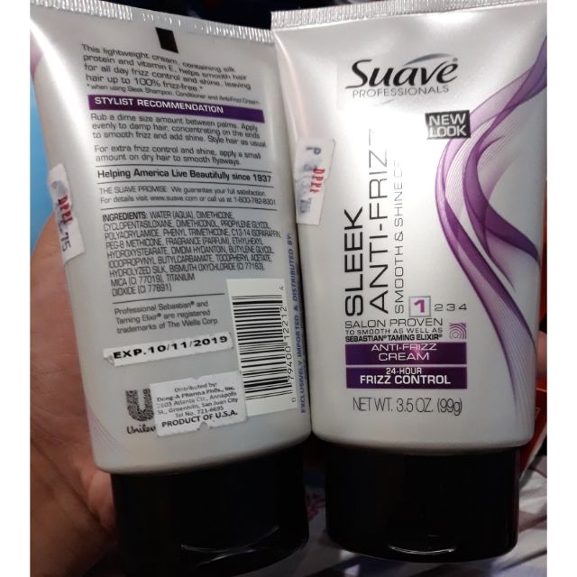Suave Professionals Sleek Anti Frizz Smooth Shine Hair Cream 99g