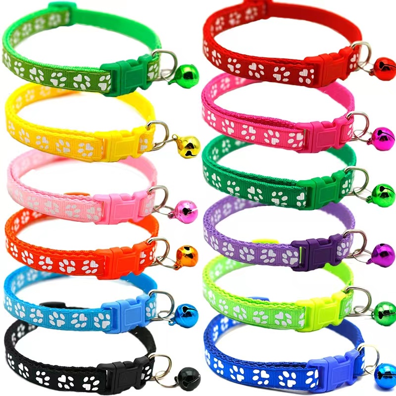 pet collar dog paw collar with bell safety buckle neck dog cat puppy accessories #4