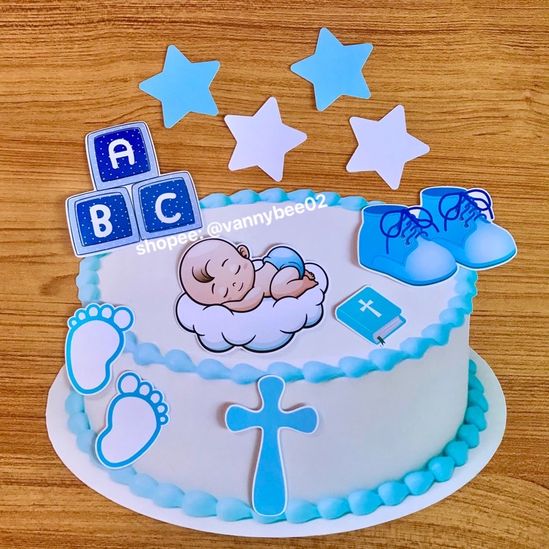 Christening Cake Toppers For Baby Boy And Baby Girl Shopee Philippines