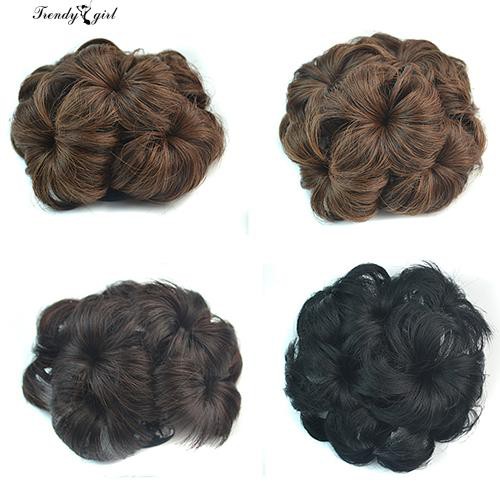 Nice Wavy Curly Synthetic Hair Bun Cover Hairpiece Clip Wig
